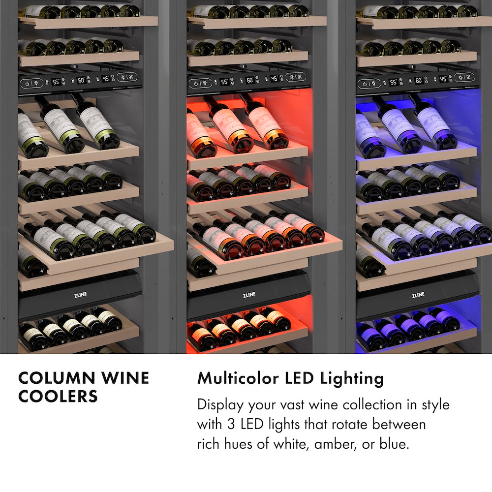 ZLINE 18 in. 9.0 cu. ft. Triple Zone 68 Bottle Panel Ready Right Hinge Column Wine Cooler, Open Box-Excellent Condition