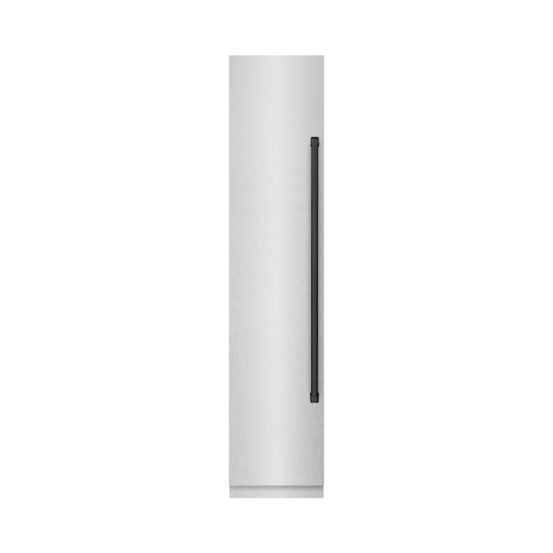 ZLINE Autograph Edition 18-Inch Left Hinge Column Freezer in DuraSnow® Stainless Steel with Graphite Gray Interior and Matte Black Accents