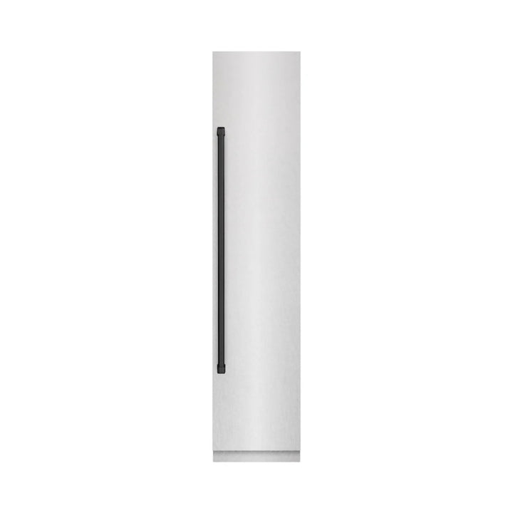 ZLINE Autograph Edition 18-Inch Right Hinge Column Freezer in DuraSnow® Stainless Steel with Graphite Gray Interior and Matte Black Accents