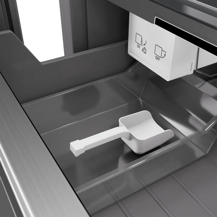 ZLINE Autograph Edition 24-Inch Column Refrigerator in Black Stainless Steel with Graphite Gray Interior and Polished Gold Accents