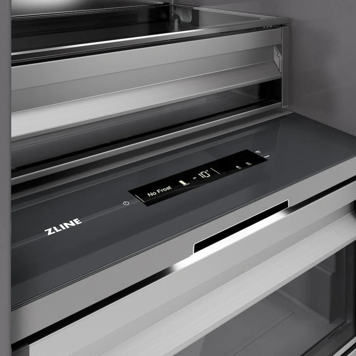 ZLINE Autograph Edition 18-Inch Left Hinge Column Freezer in White Matte with Graphite Gray Interior and Polished Gold Accents