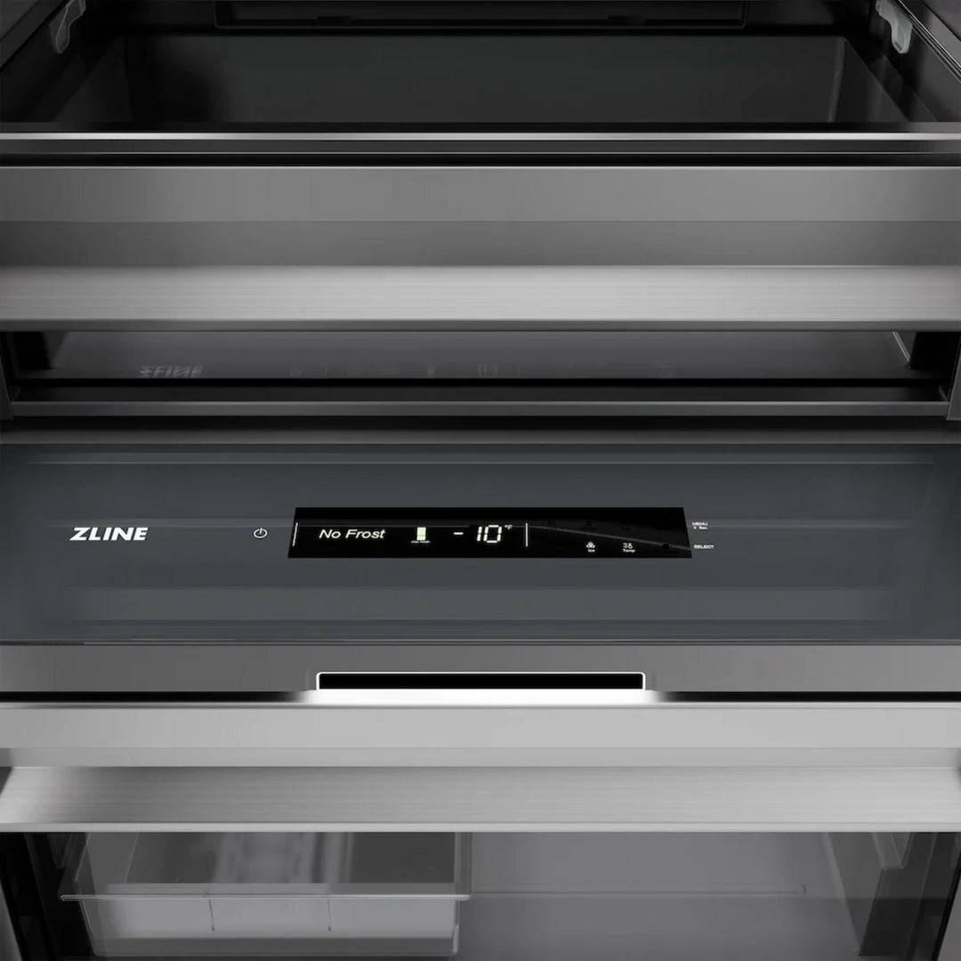 ZLINE 18-Inch Left Hinge Column Freezer in Black Stainless Steel with Graphite Gray Interior