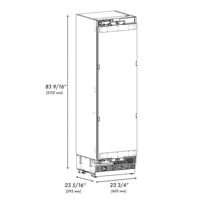 ZLINE 24 in. 12.4 cu. ft. Panel Ready Column Freezer with Graphite Gray Interior, Open Box-Excellent Condition