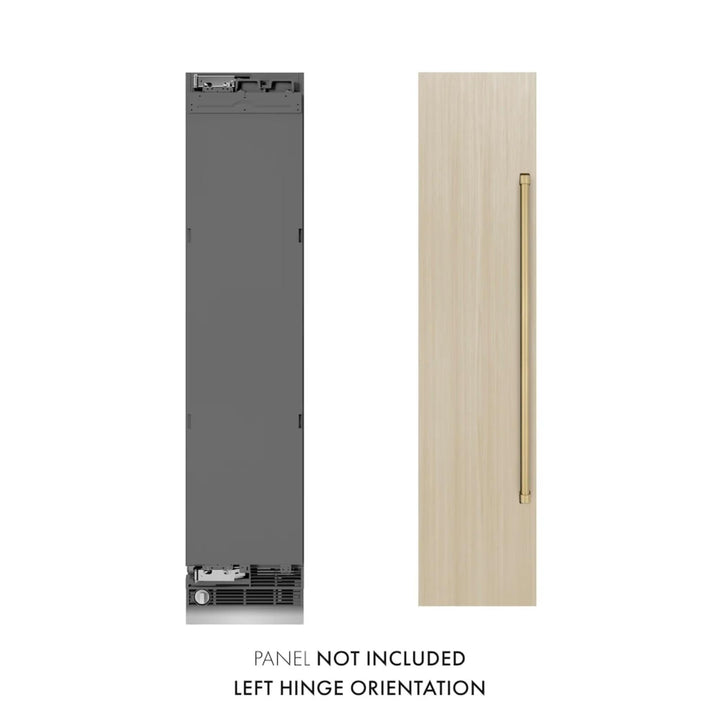 ZLINE 18-Inch 8.6 Cu. Ft. Panel Ready Left Hinge Column Freezer with Graphite Gray Interior and Polished Gold Accents