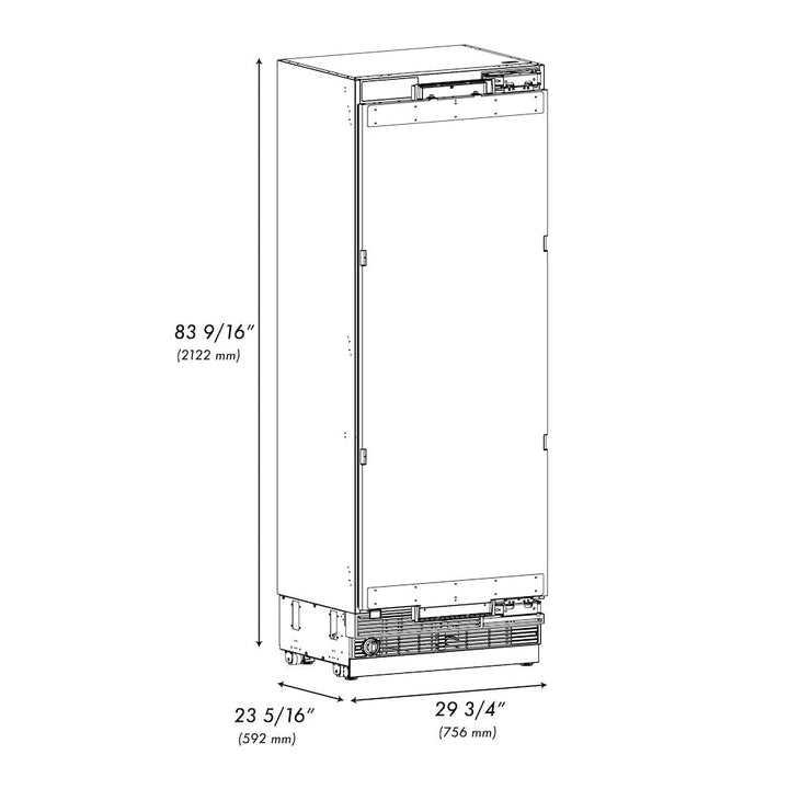 ZLINE 30 in. 16.7 cu. ft. Panel Ready Column Refrigerator with Graphite Gray Interior, Open Box-Excellent Condition