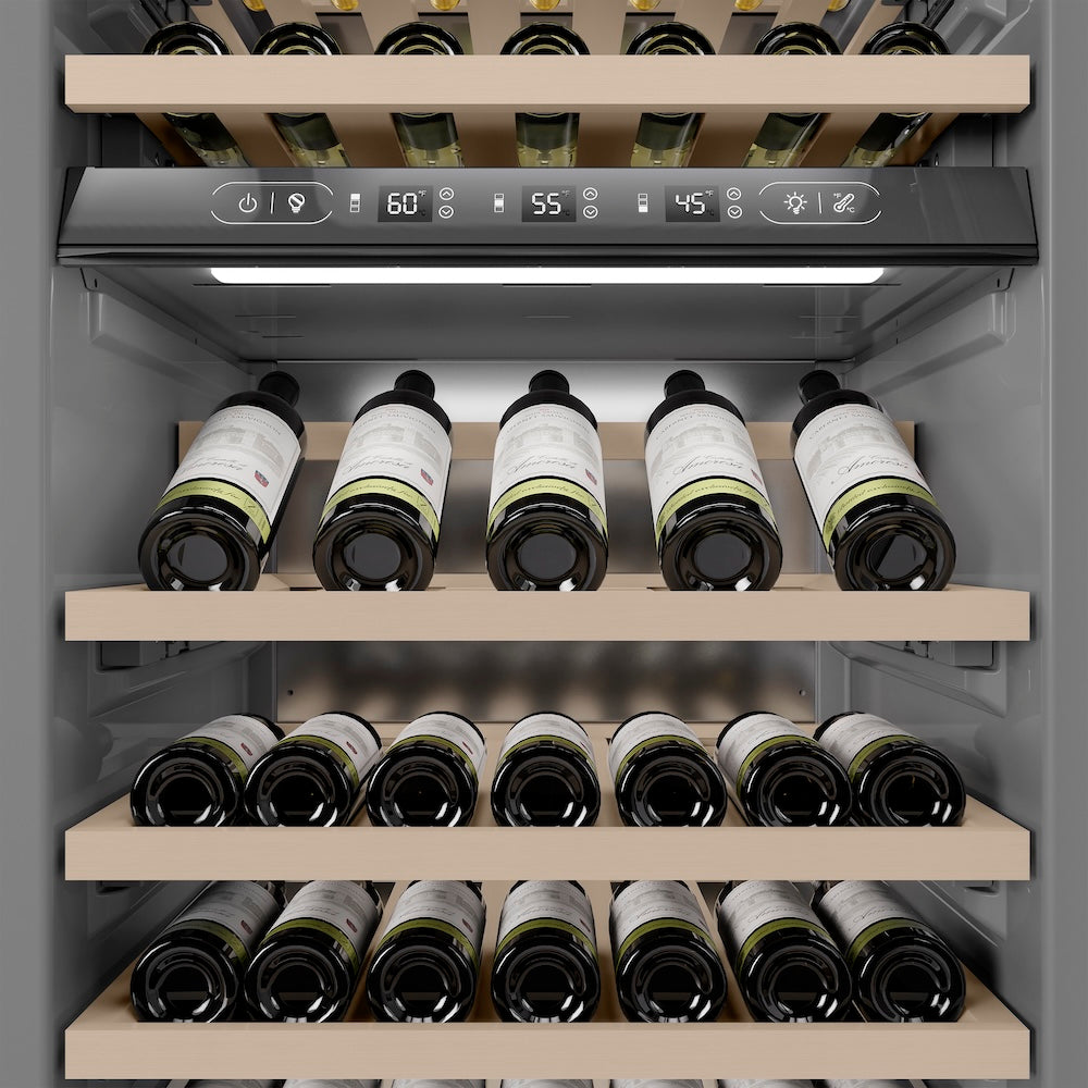 ZLINE 24 in. 12.4 cu. ft. Triple Zone 100 Bottle Panel Ready Column Wine Cooler, Open Box-Excellent Condition