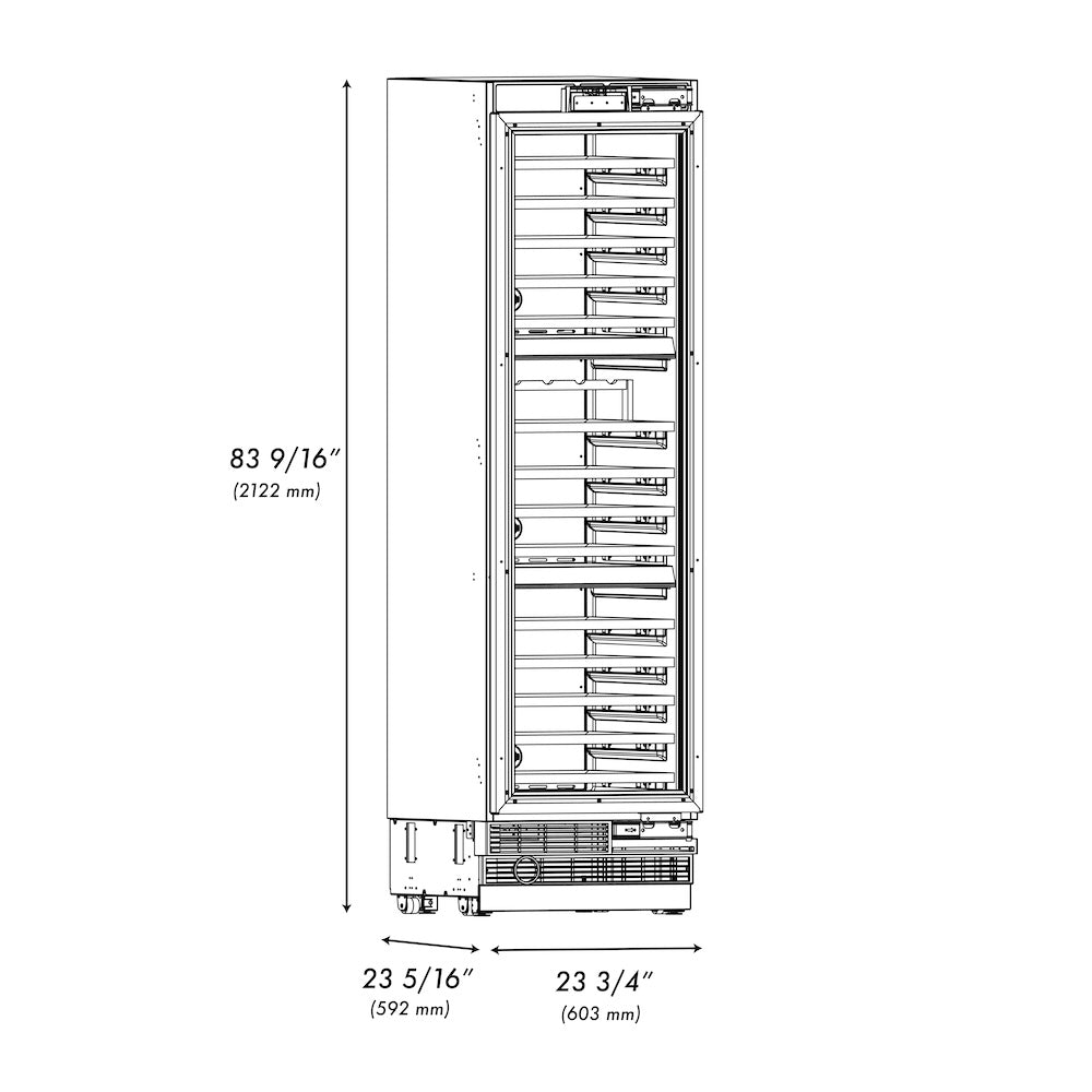 ZLINE 24 in. 12.4 cu. ft. Triple Zone 100 Bottle Panel Ready Column Wine Cooler, Open Box-Excellent Condition