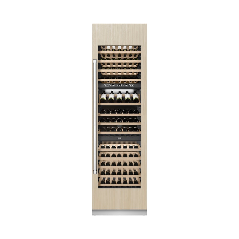 ZLINE 24 in. 12.4 cu. ft. Triple Zone 100 Bottle Panel Ready Column Wine Cooler, Open Box-Excellent Condition