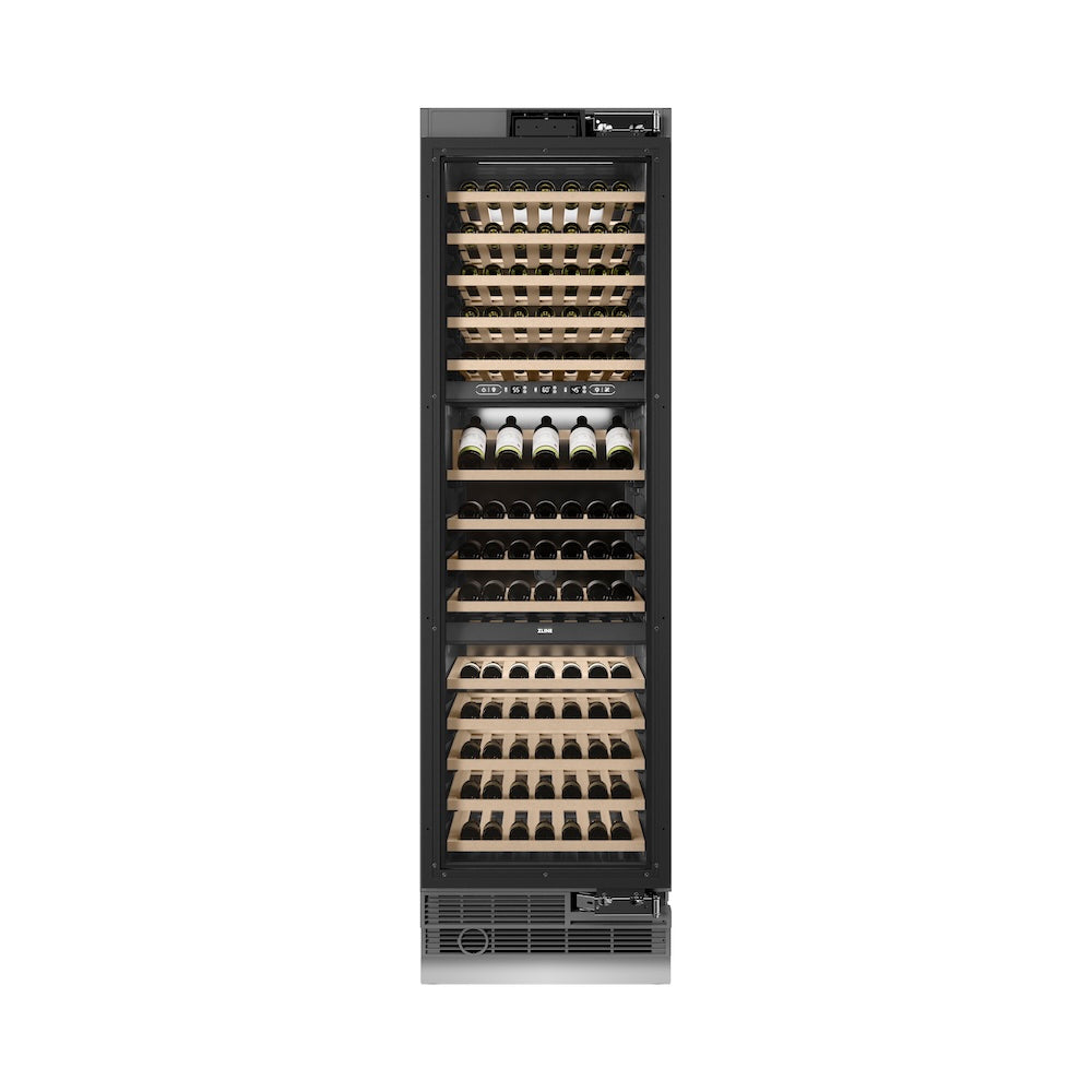 ZLINE 24 in. 12.4 cu. ft. Triple Zone 100 Bottle Panel Ready Column Wine Cooler, Open Box-Excellent Condition