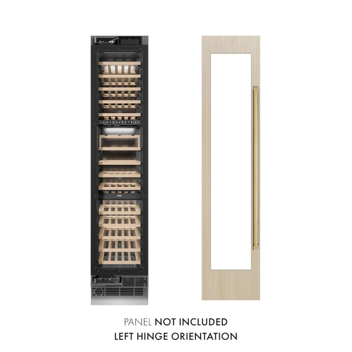 ZLINE 18-Inch 9.0 Cu. Ft. Autograph Edition Triple Zone Panel Ready Column Wine Cooler with Polished Gold Accents
