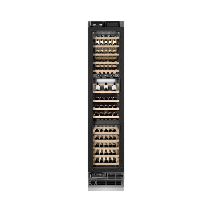 ZLINE 18-Inch 9.0 Cu. Ft. Autograph Edition Triple Zone Panel Ready Column Wine Cooler with Matte Black Accents