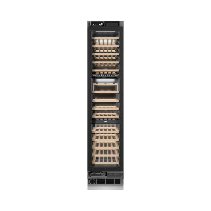 ZLINE 18-Inch 9.0 Cu. Ft. Autograph Edition Triple Zone Panel Ready Column Wine Cooler with Matte Black Accents
