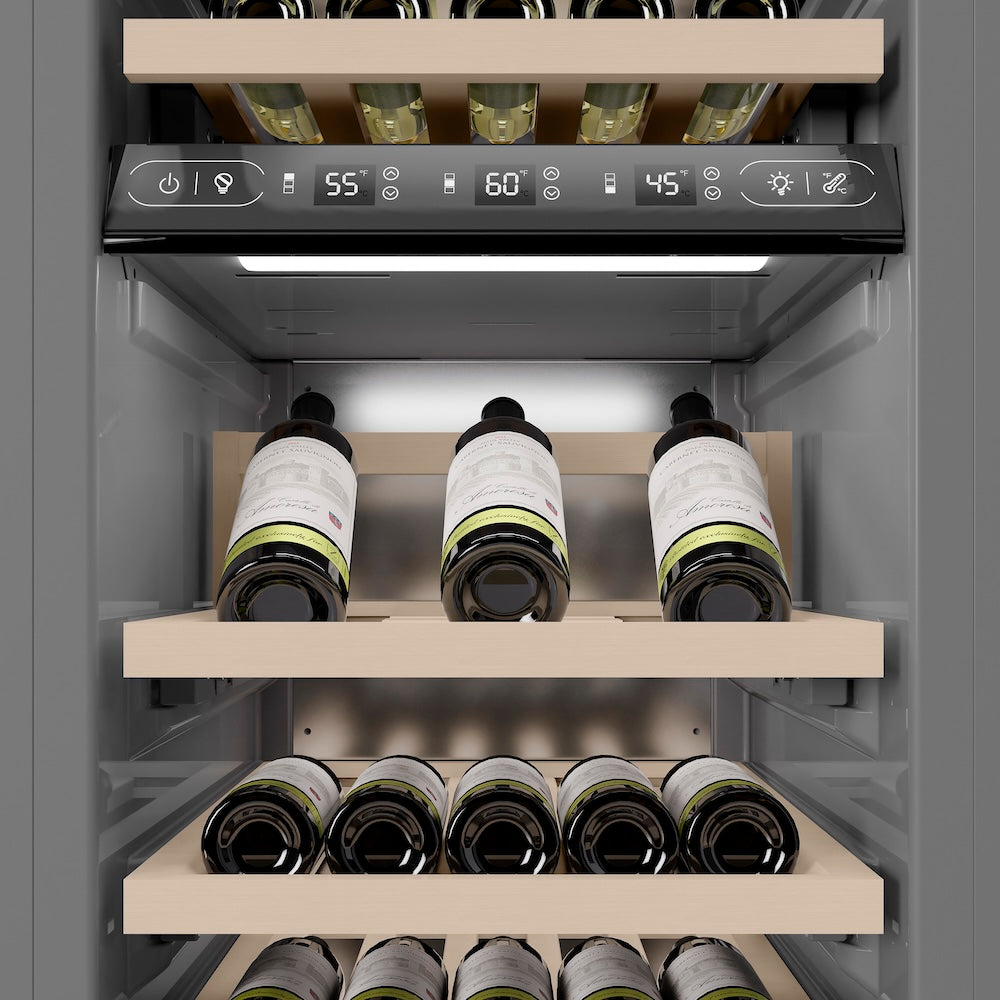 ZLINE 18 in. 9.0 cu. ft. Triple Zone 68 Bottle Panel Ready Right Hinge Column Wine Cooler, Open Box-Excellent Condition