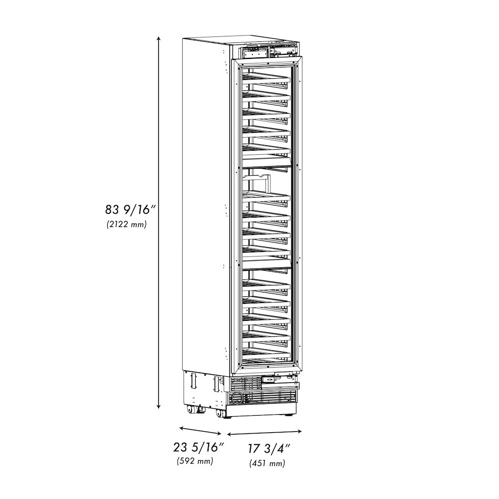 ZLINE 18 in. 9.0 cu. ft. Triple Zone 68 Bottle Panel Ready Right Hinge Column Wine Cooler, Open Box-Excellent Condition