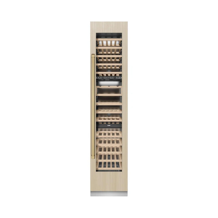 ZLINE 18-Inch 68-Bottle 9.0 Cu. Ft. Autograph Edition Triple Zone Panel Ready Right Hinge Column Wine Cooler with Champagne Bronze Accents