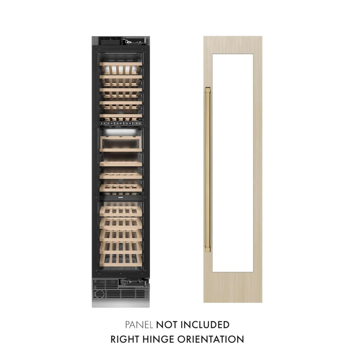 ZLINE 18-Inch 68-Bottle 9.0 Cu. Ft. Autograph Edition Triple Zone Panel Ready Right Hinge Column Wine Cooler with Champagne Bronze Accents