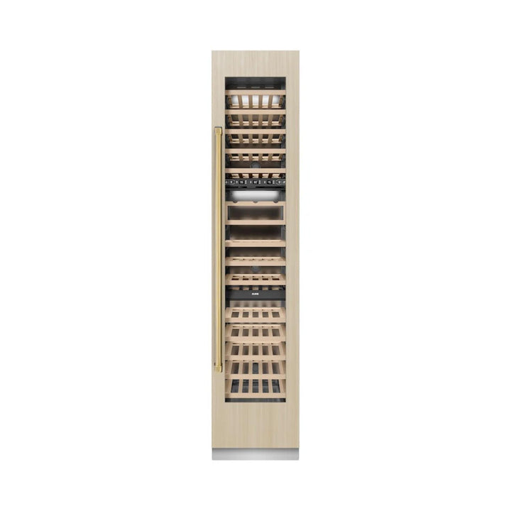 ZLINE 18-Inch 68-Bottle 9.0 Cu. Ft. Autograph Edition Triple Zone Panel Ready Column Wine Cooler with Champagne Bronze Accents