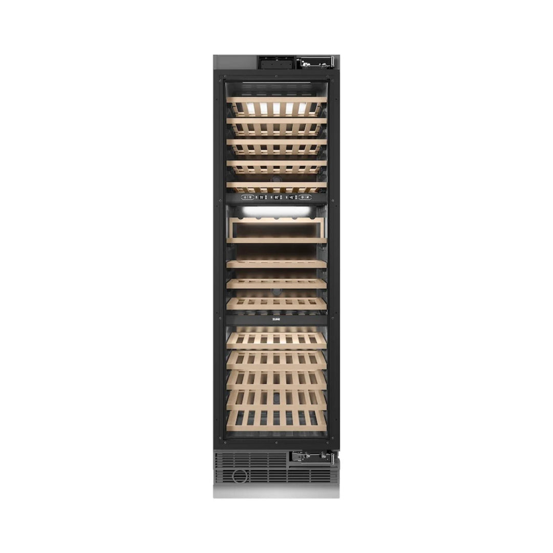 ZLINE 24-Inch 100-Bottle 12.4 Cu. Ft. Autograph Edition Triple Zone Panel Ready Column Wine Cooler with Champagne Bronze Accents