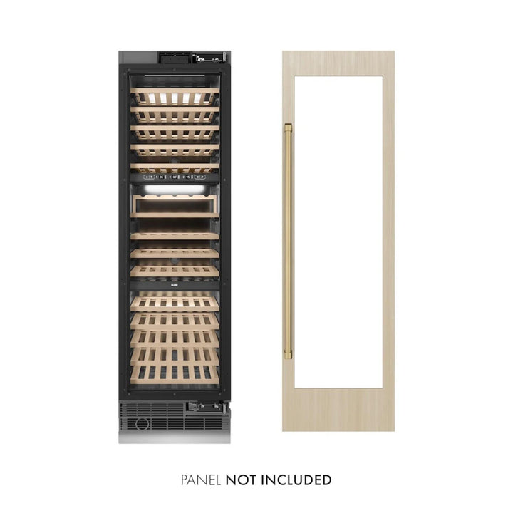 ZLINE 24-Inch 44-Bottle 4.8 Cu. Ft. Autograph Edition Dual Zone Built-In Wine Cooler with Panel Ready Door and Polished Gold Accents