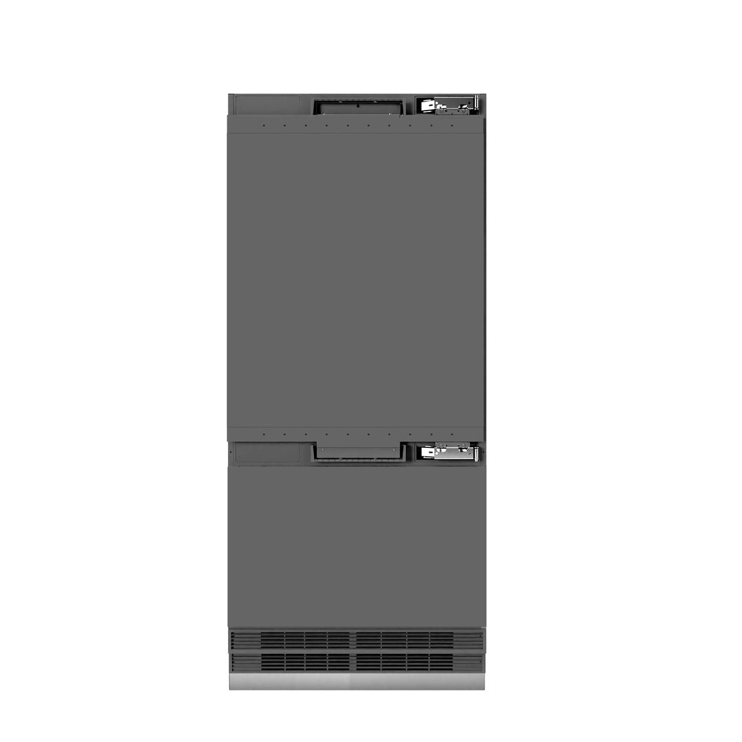 ZLINE 36" 19.8 cu. ft. Panel Ready Built-In Bottom Freezer Refrigerator with Water Dispenser and Ice Maker with Graphite Gray Interior, GRBIT-36