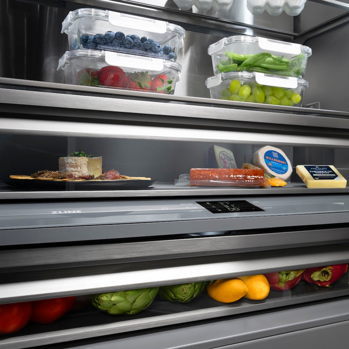 ZLINE 30 in. 16.1 cu. ft. Panel Ready Built-In Bottom Freezer Refrigerator with Water Dispenser and Ice Maker with Graphite Gray Interior, Open Box-Excellent Condition