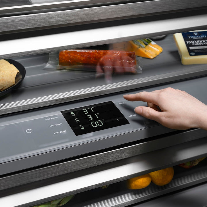 ZLINE 30 in. 16.1 cu. ft. Panel Ready Built-In Bottom Freezer Refrigerator with Water Dispenser and Ice Maker with Graphite Gray Interior, Open Box-Excellent Condition