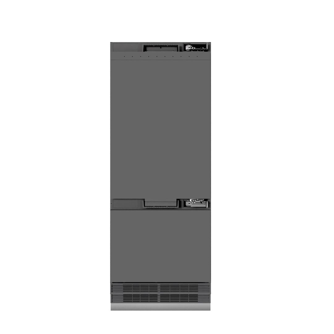 ZLINE 30" 16.1 cu. ft. Panel Ready Built-In Bottom Freezer Refrigerator with Water Dispenser and Ice Maker with Graphite Gray Interior, GRBIV-30