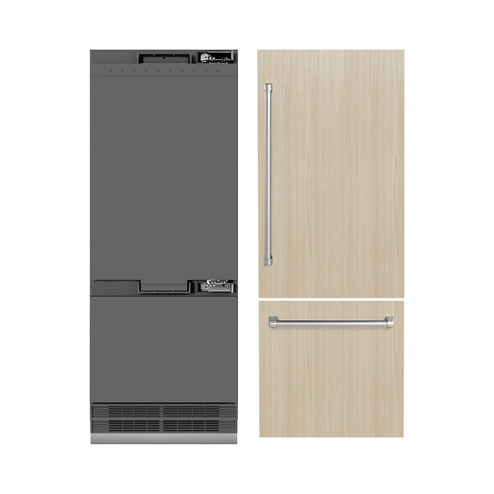 ZLINE 30 in. 16.1 cu. ft. Panel Ready Built-In Bottom Freezer Refrigerator with Water Dispenser and Ice Maker with Graphite Gray Interior, Open Box-Excellent Condition