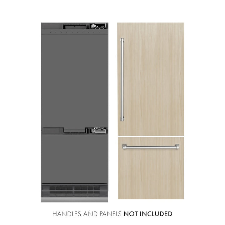 ZLINE 30 in. 16.1 cu. ft. Panel Ready Built-In Bottom Freezer Refrigerator with Water Dispenser and Ice Maker with Graphite Gray Interior, Open Box-Excellent Condition