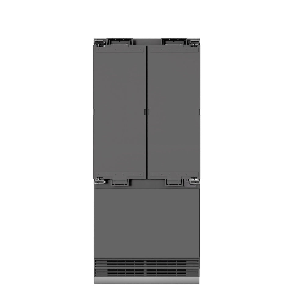 ZLINE 36 in. 19.6 cu. ft. Panel Ready French Door Built-In Bottom Freezer Refrigerator with Water Dispenser and Ice Maker with Graphite Gray Interior, Open Box-Excellent Condition
