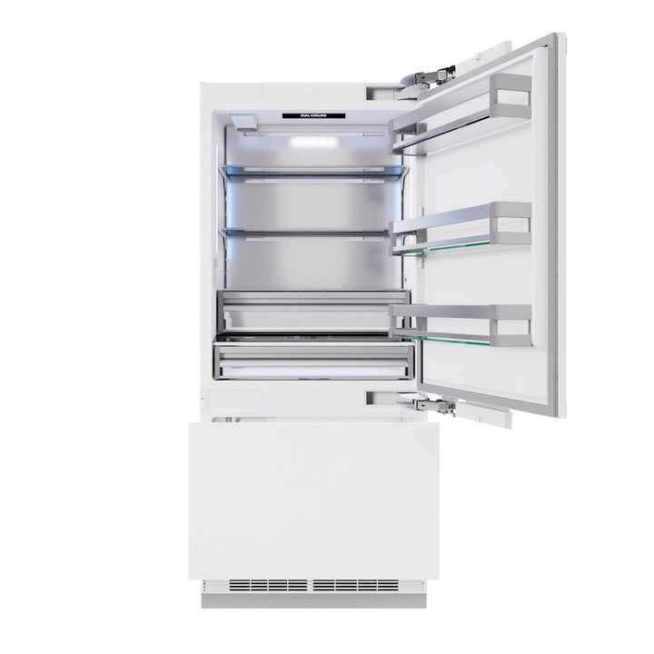 ZLINE 36 in. 19.8 cu. ft. Panel Ready Built-In Bottom Freezer Refrigerator with Water Dispenser and Ice Maker, Open Box-Excellent Condition