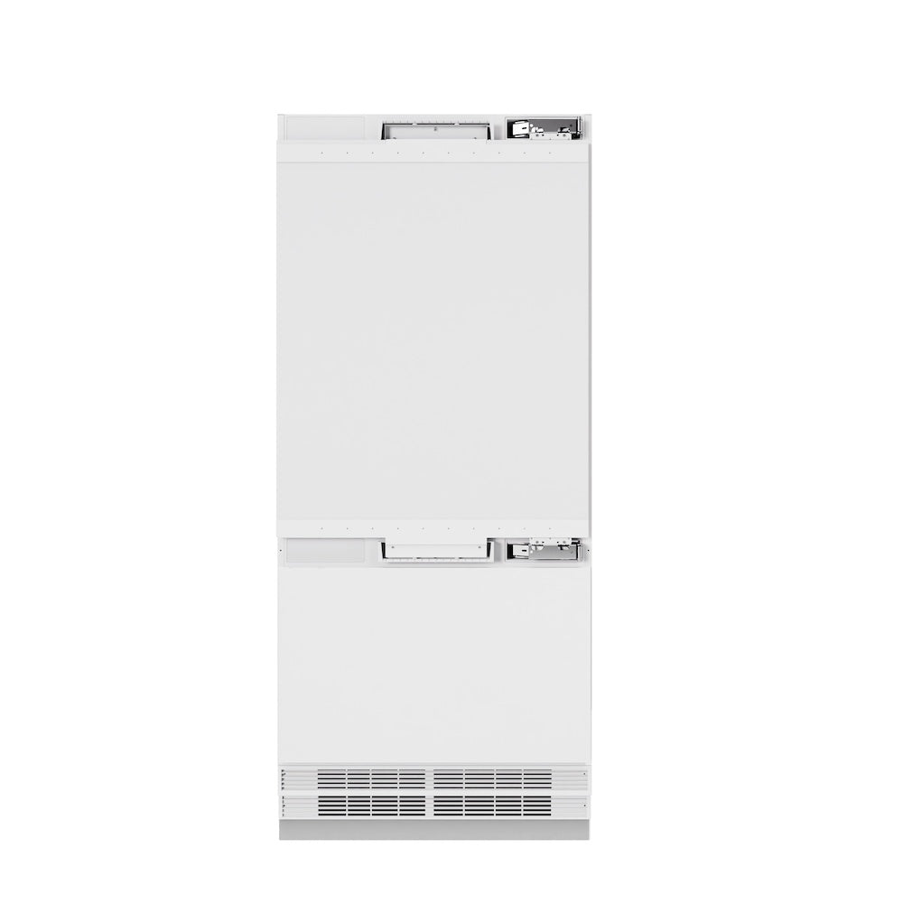 ZLINE 36 in. 19.8 cu. ft. Panel Ready Built-In Bottom Freezer Refrigerator with Water Dispenser and Ice Maker, Open Box-Excellent Condition