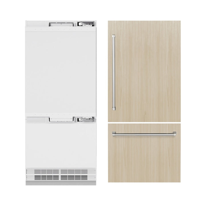 ZLINE 36 in. 19.8 cu. ft. Panel Ready Built-In Bottom Freezer Refrigerator with Water Dispenser and Ice Maker, Open Box-Excellent Condition