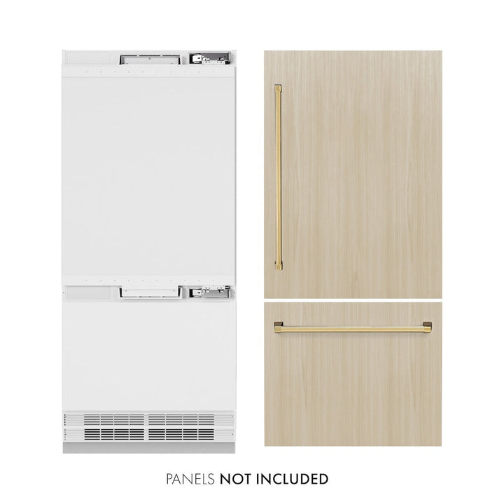 ZLINE 36 in. 19.8 cu. ft. Built-In Bottom Freezer Refrigerator with Water Dispenser and Ice Maker in Stainless Steel