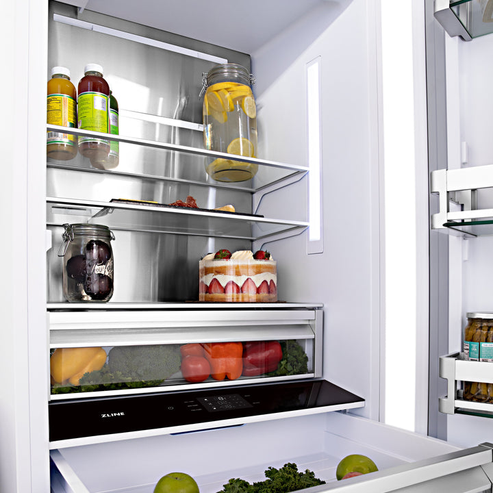 ZLINE 30 in. 16.1 cu. ft. Panel Ready Built-In Bottom Freezer Refrigerator with Water Dispenser and Ice Maker, Open Box-Excellent Condition