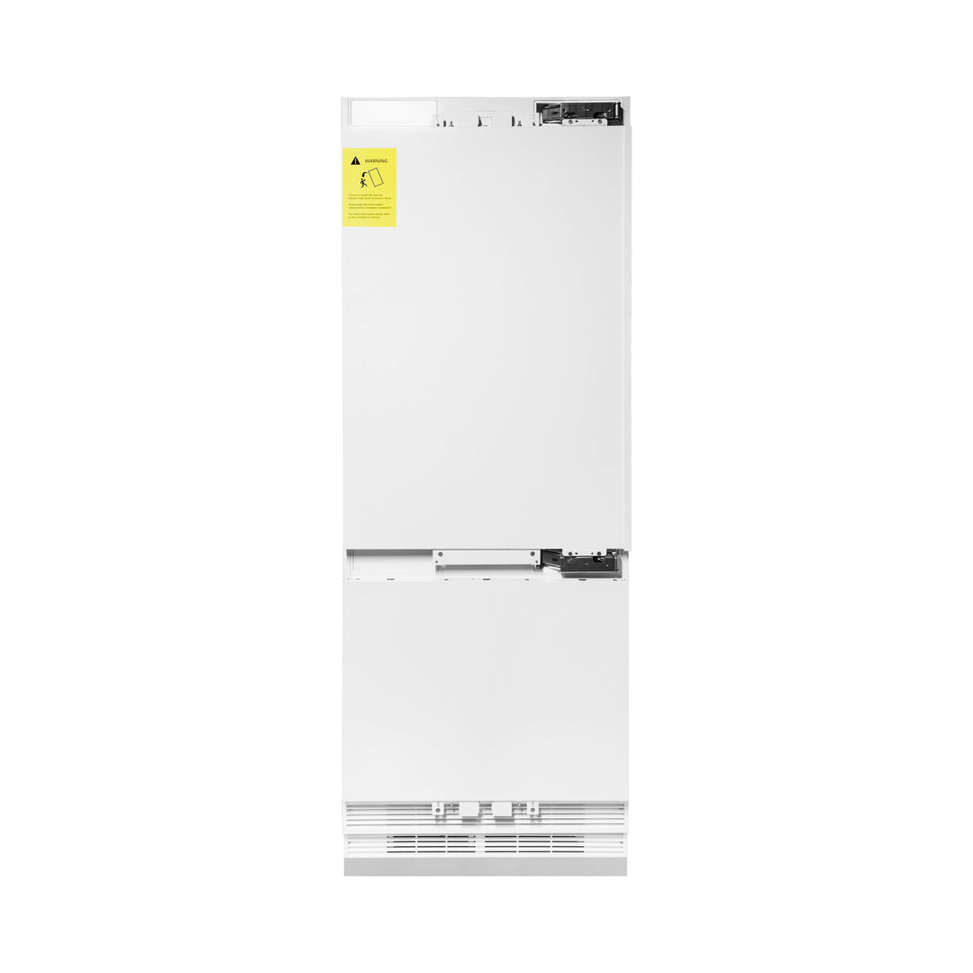 ZLINE 30 in. 16.1 cu. ft. Panel Ready Built-In Bottom Freezer Refrigerator with Water Dispenser and Ice Maker, Open Box-Excellent Condition