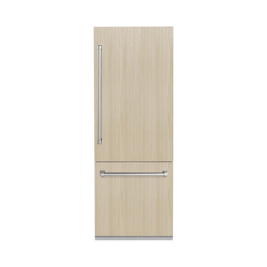 ZLINE 30 in. 16.1 cu. ft. Panel Ready Built-In Bottom Freezer Refrigerator with Water Dispenser and Ice Maker, Open Box-Good Condition
