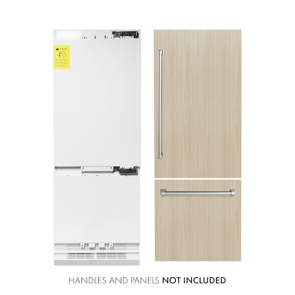 ZLINE 30 in. 16.1 cu. ft. Panel Ready Built-In Bottom Freezer Refrigerator with Water Dispenser and Ice Maker