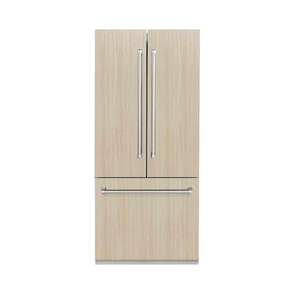 ZLINE 36 in. 19.6 cu. ft. Panel Ready French Door Built-In Bottom Freezer Refrigerator with Water Dispenser and Ice Maker (RBIV-36)