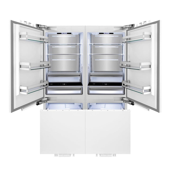 ZLINE 60 in. 32.2 cu. ft. Panel Ready French Door Built-In Bottom Freezer Refrigerator with Water Dispensers and Ice Makers (RBIV-60)
