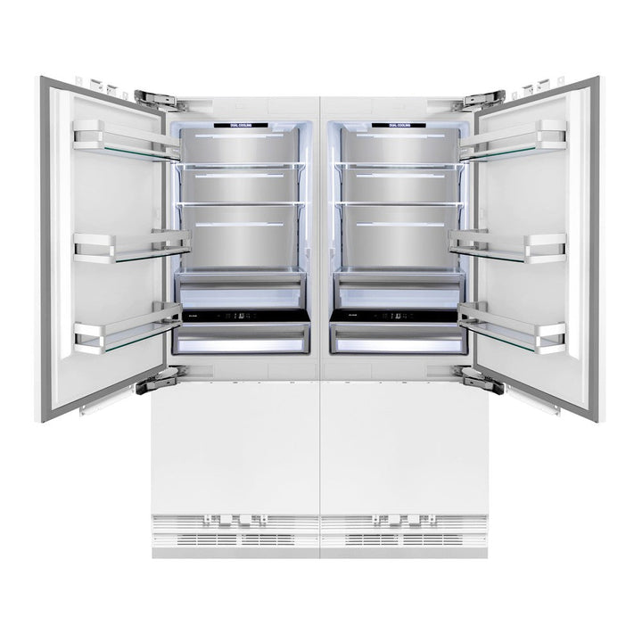 ZLINE 60 in. 32.2 cu. ft. Panel Ready French Door Built-In Bottom Freezer Refrigerator with Water Dispensers and Ice Makers (RBIV-60)