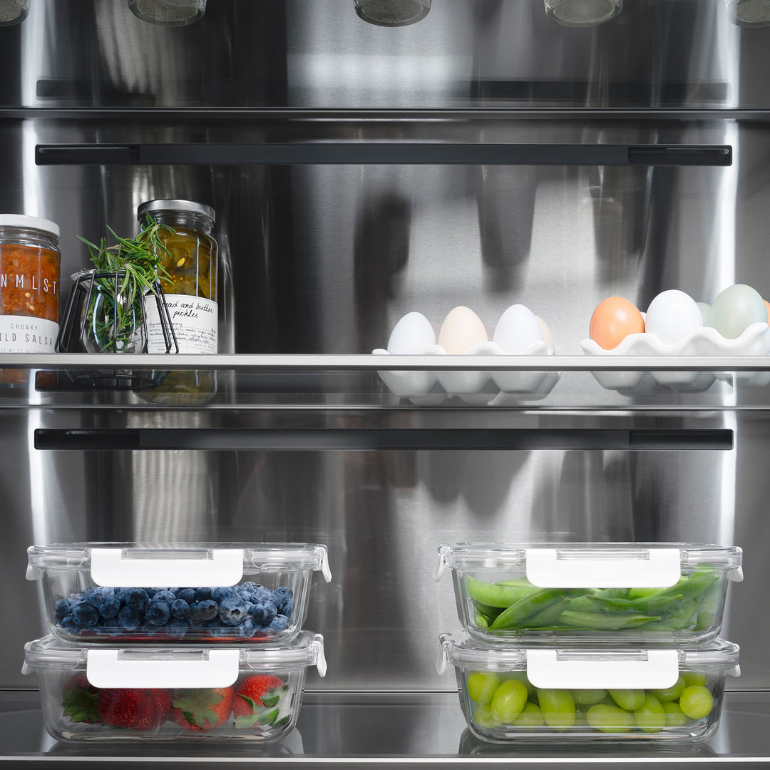 ZLINE 36 in. 19.6 cu. ft. Panel Ready French Door Built-In Bottom Freezer Refrigerator with Water Dispenser and Ice Maker with Stainless Steel Interior, Open Box-Excellent Condition