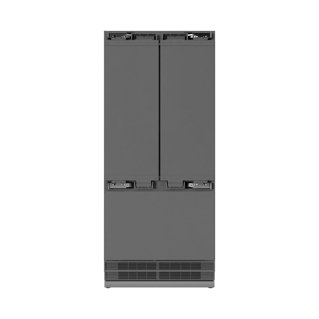 ZLINE 36 in. 19.6 cu. ft. Panel Ready French Door Built-In Bottom Freezer Refrigerator with Water Dispenser and Ice Maker with Stainless Steel Interior, Open Box-Excellent Condition
