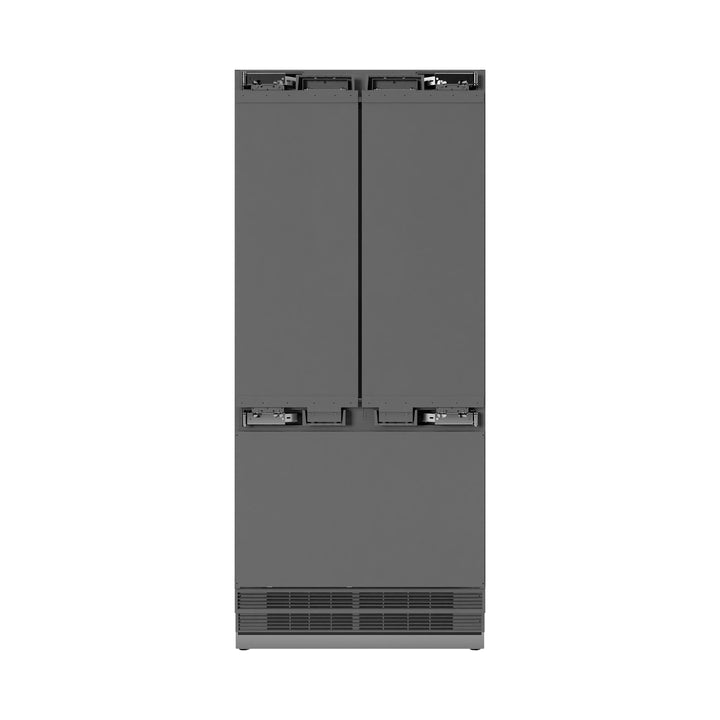 ZLINE 36 in. 19.6 cu. ft. Panel Ready French Door Built-In Bottom Freezer Refrigerator with Water Dispenser and Ice Maker with Stainless Steel Interior, Open Box-Excellent Condition