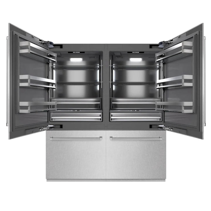 ZLINE 72" Built-In French Door Bottom Freezer Refrigerator with Water Dispensers and Ice Makers in Satin Stainless Steel