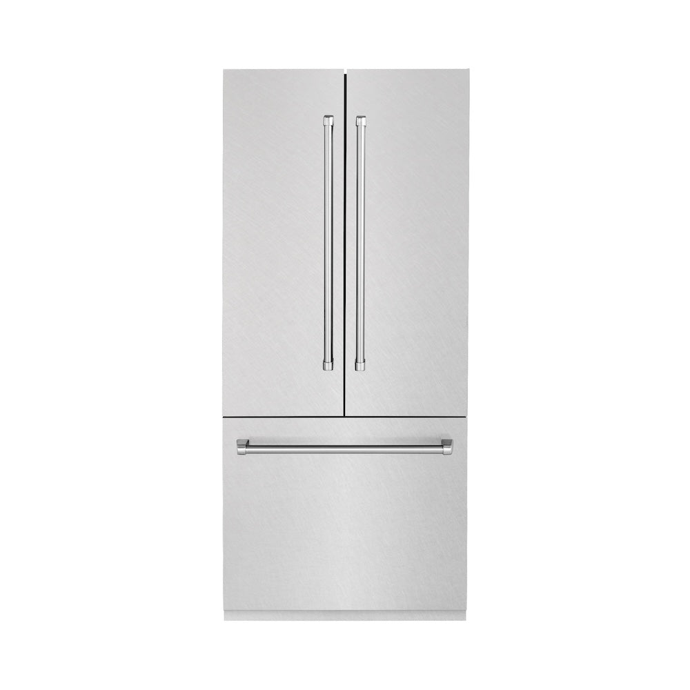 ZLINE 36 in. 19.6 cu. ft. French Door Built-In Bottom Freezer Refrigerator with Water Dispenser and Ice Maker in Stainless Steel
