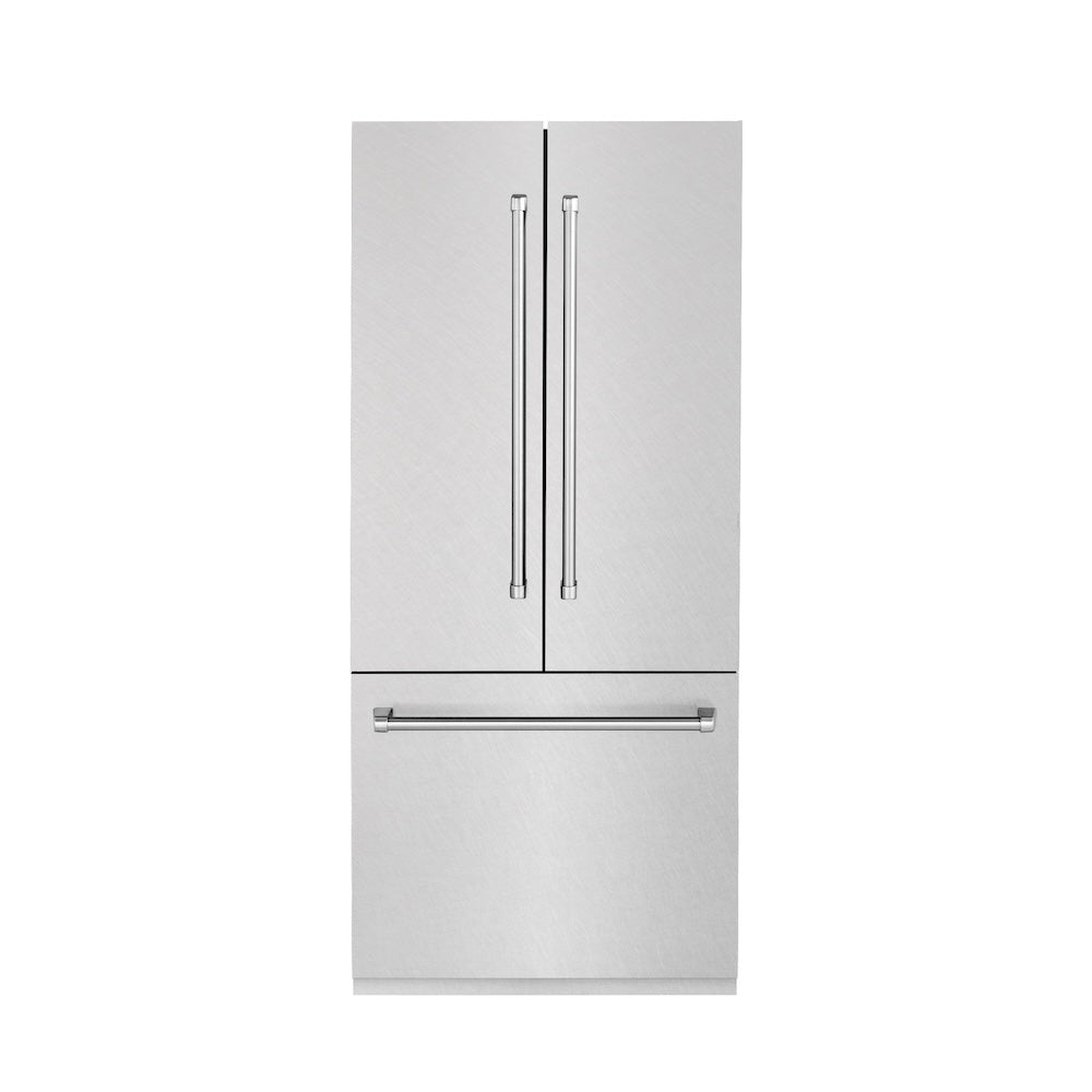 ZLINE 36 in. 19.6 cu. ft. French Door Built-In Bottom Freezer Refrigerator with Water Dispenser and Ice Maker in Satin Stainless Steel (RBIV-SN-36)