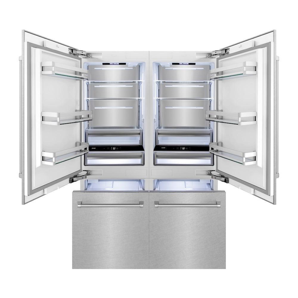 ZLINE 60 in. 32.2 cu. ft. French Door Built-In Bottom Freezer Refrigerator with Water Dispensers and Ice Makers in Satin Stainless Steel (RBIV-SN-60)
