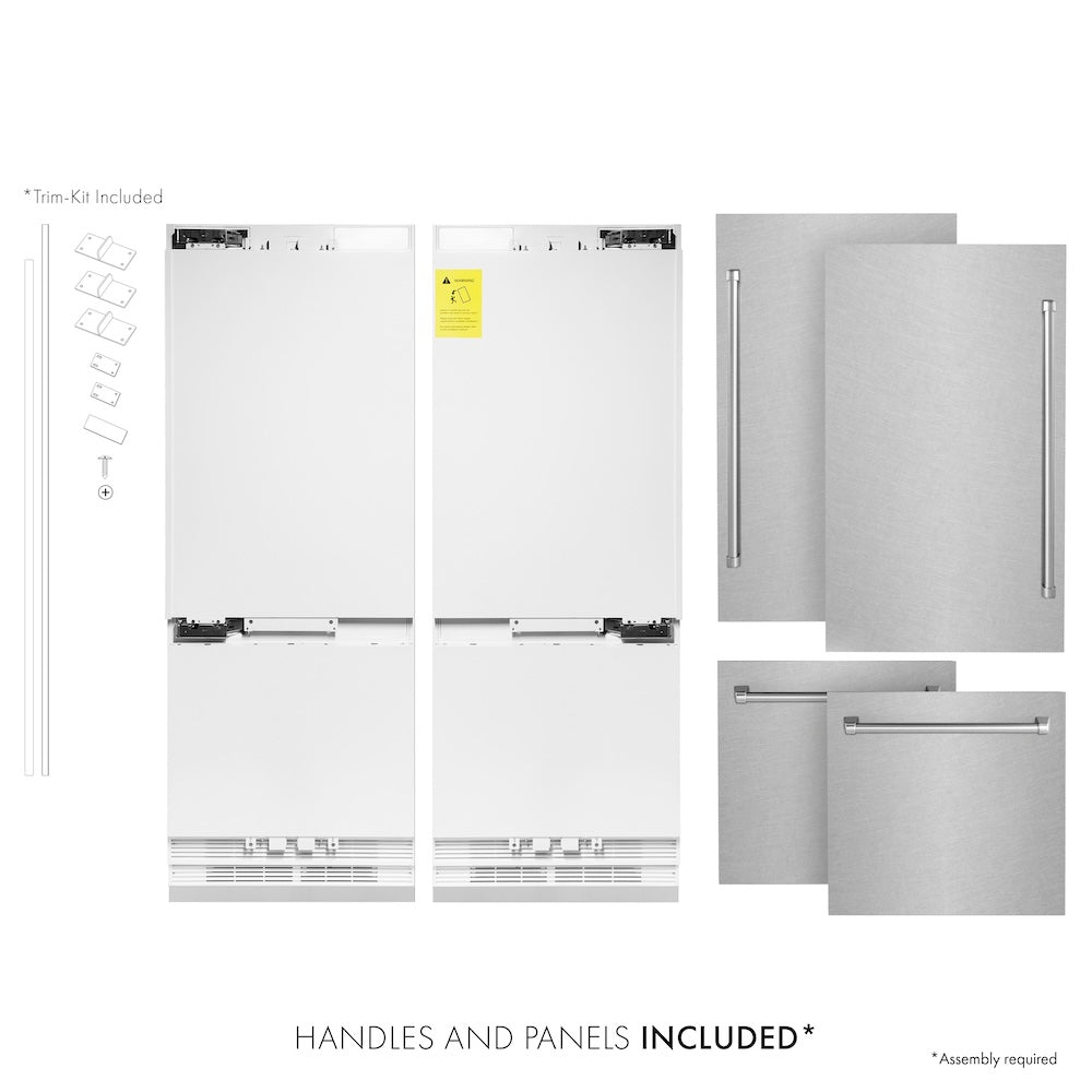 ZLINE 60 in. 32.2 cu. ft. French Door Built-In Bottom Freezer Refrigerator with Water Dispensers and Ice Makers in Satin Stainless Steel (RBIV-SN-60)