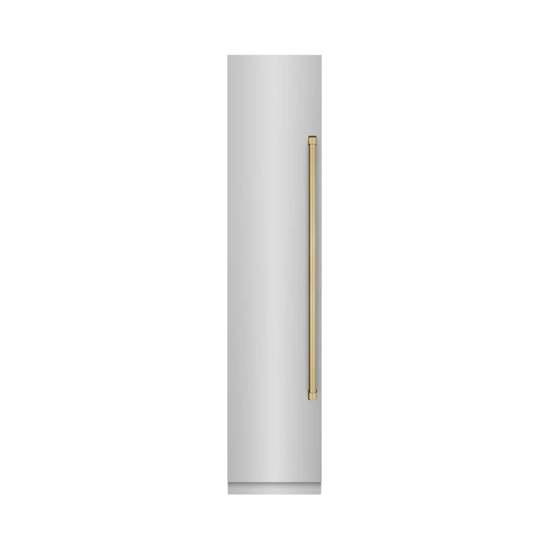 ZLINE Autograph Edition 18-Inch Left Hinge Column Freezer in Stainless Steel with Graphite Gray Interior and Champagne Bronze Accents